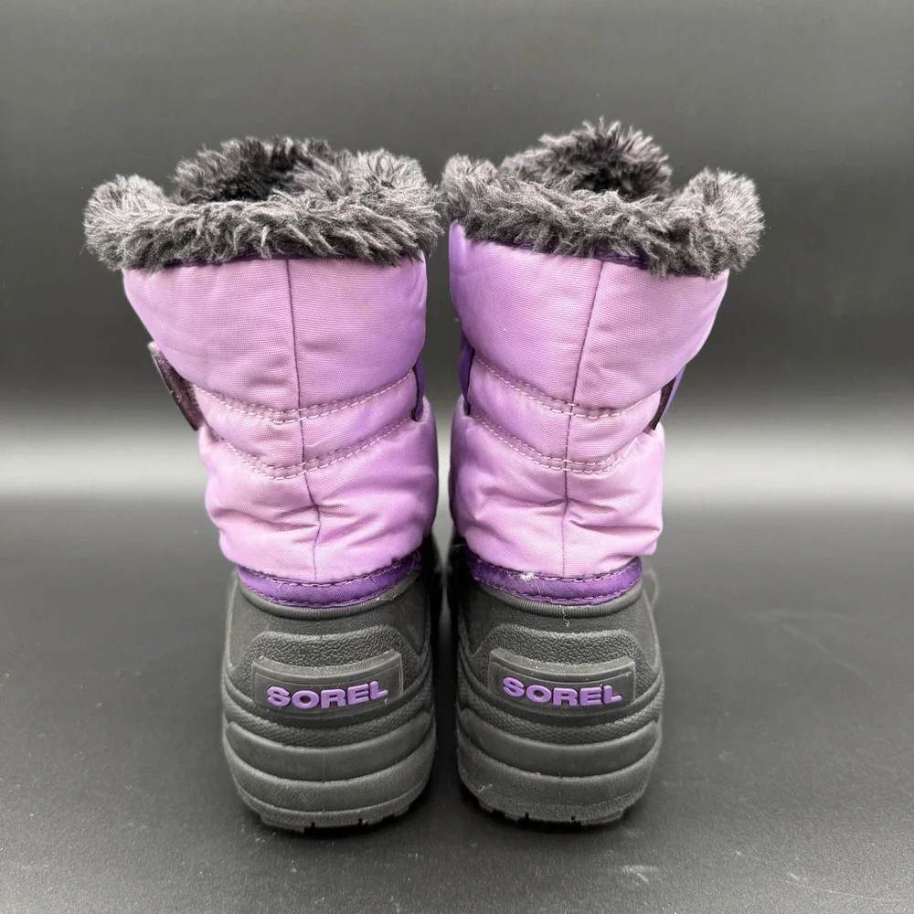 Sorel Snow Commander Winter Boots Kids 13 Gumdrop Purple Violet Insulated Liner